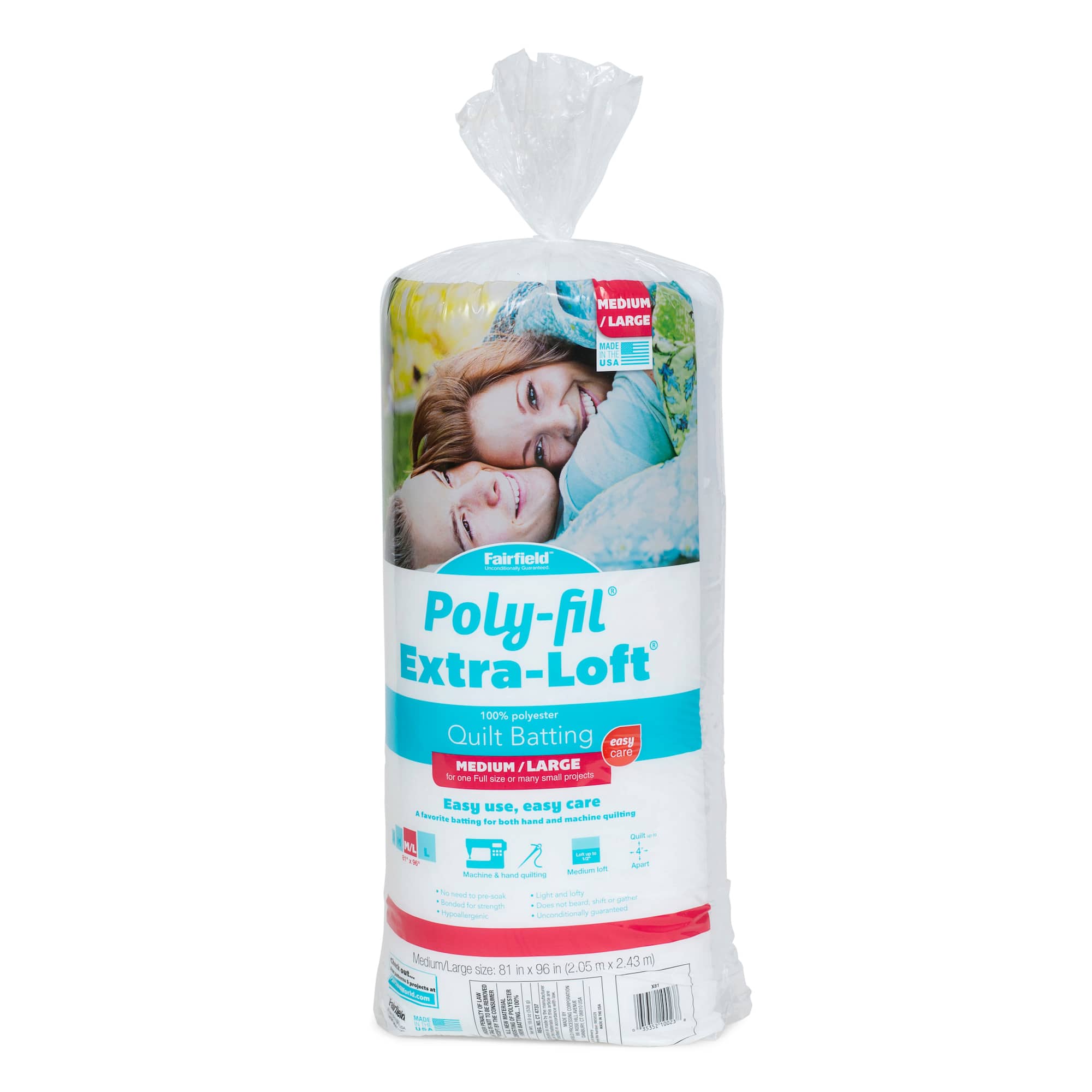 Poly-Fil® Extra-Loft® Polyester Quilt Batting, 81" x 96"